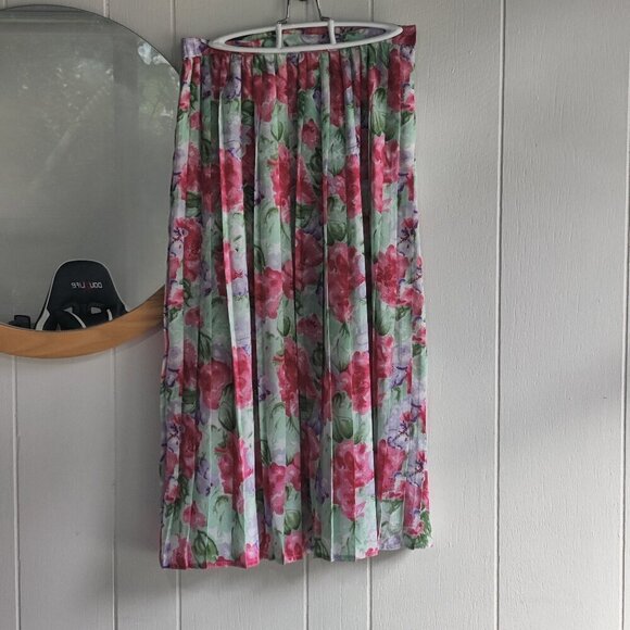 Talbots Floral Pleated Maxi Skirt with Jacket. Maggie Boutique Sz10 - Picture 2 of 6